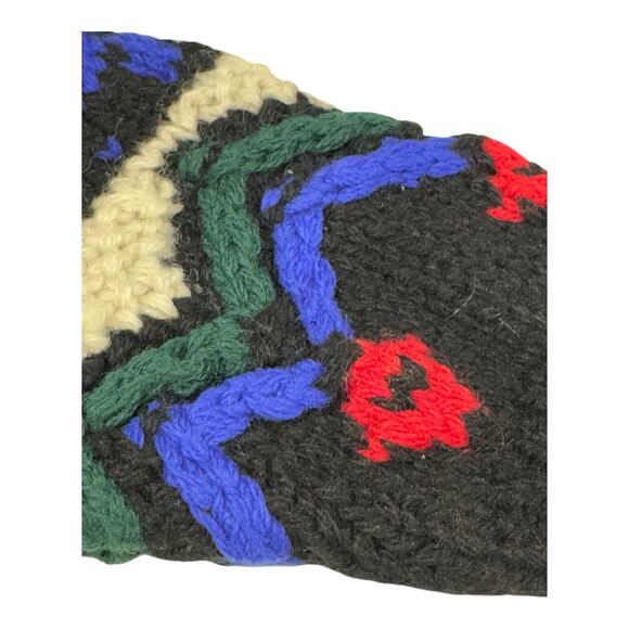 Vintage 80's GAP Men's Wool XL Black Red Green Gray Ivory Fair Isle Sweater - Picture 11 of 14